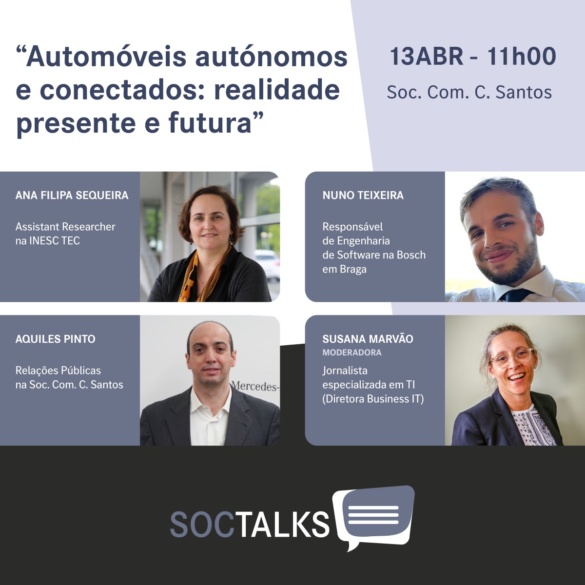 Próxima SocTalks discute veículos autónomos e conectados